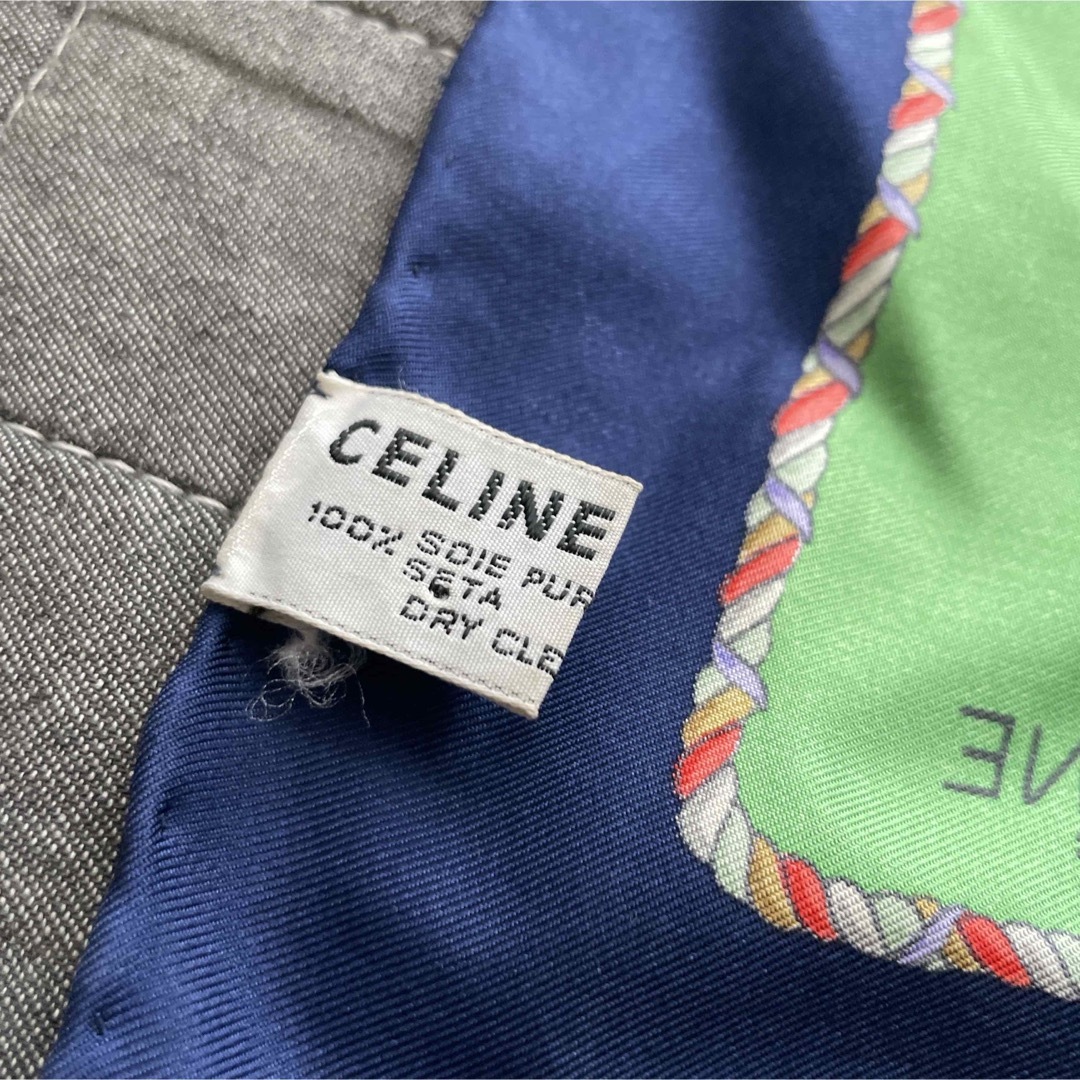 celine(セリーヌ)のCELINE セリーヌ 大判シルクスカーフ タッセル ロープ リボン ロゴ レディースのファッション小物(バンダナ/スカーフ)の商品写真