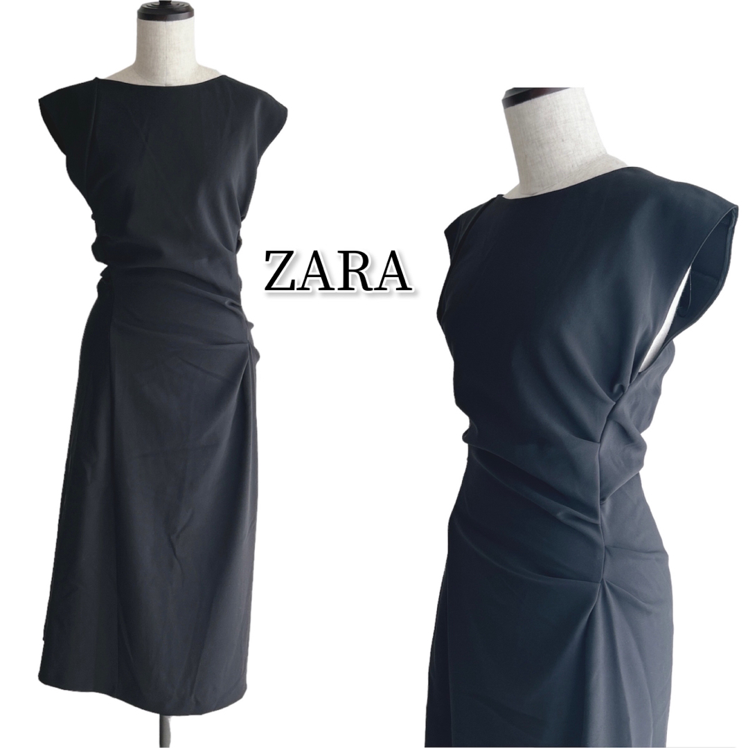 ZARA ワンピース ストレッチジャージー素材 美シルエット 大人綺麗め M