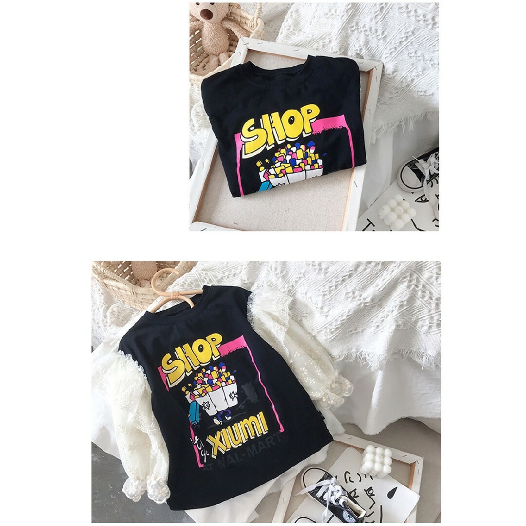 花柄レースtシャツ キッズ/ベビー/マタニティのキッズ服女の子用(90cm~)(Tシャツ/カットソー)の商品写真