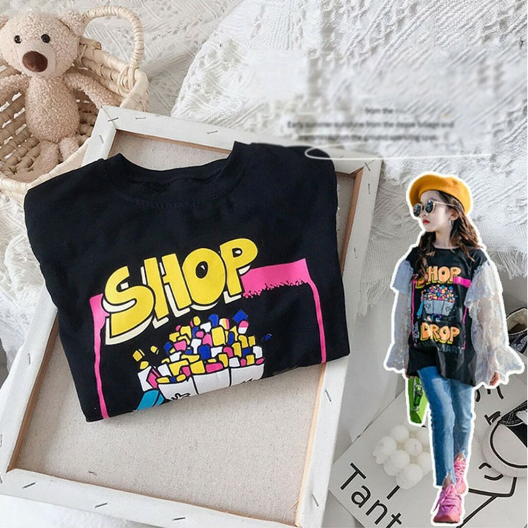 花柄レースtシャツ キッズ/ベビー/マタニティのキッズ服女の子用(90cm~)(Tシャツ/カットソー)の商品写真