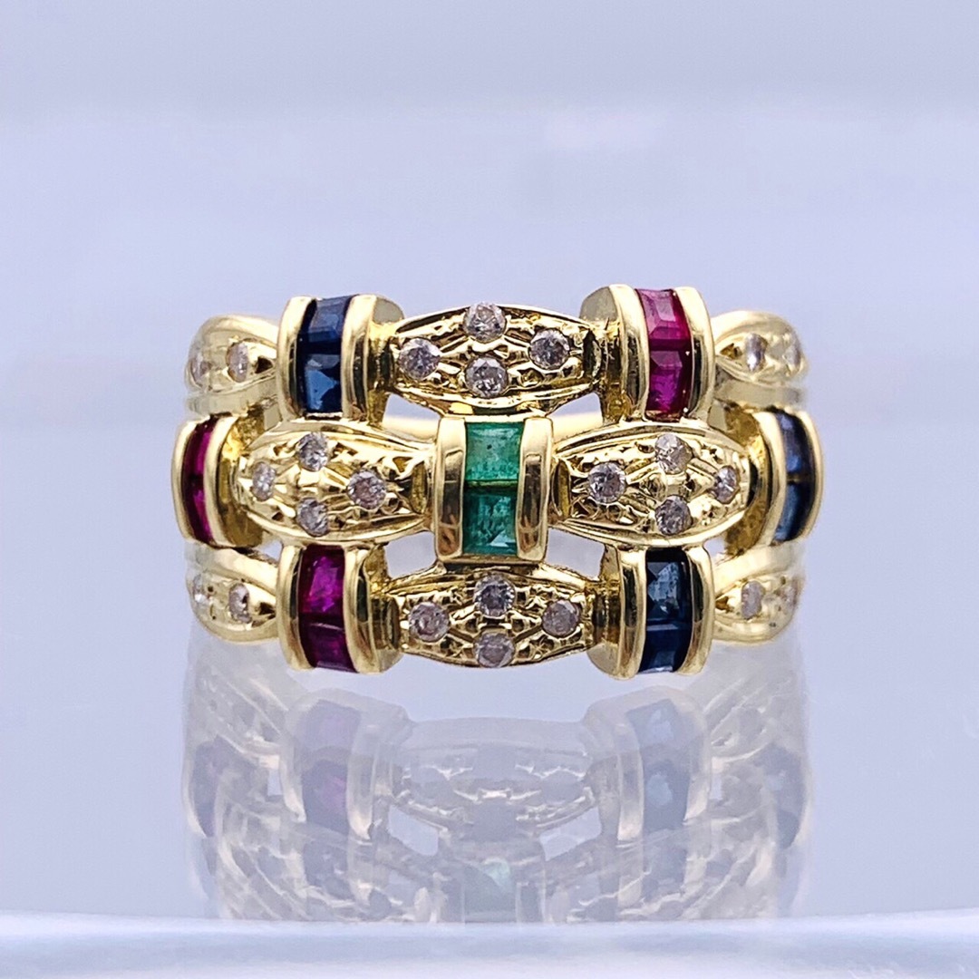 ✴︎極美品 K18 18金 0.68ct ルビー 0.36ct サファイア リング-