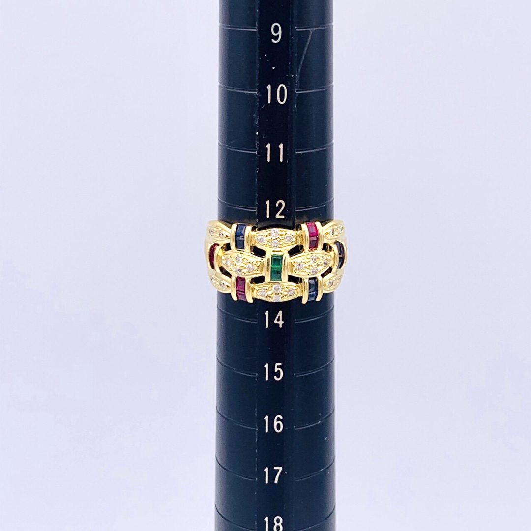 三越(ミツコシ)の✴︎極美品　三越 K18 18金 ルビー エメラルド サファイア ダイヤ リング レディースのアクセサリー(リング(指輪))の商品写真