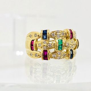 ✴︎極美品　K18 18金 0.13ct ダイヤ デザイン ゴールド リング