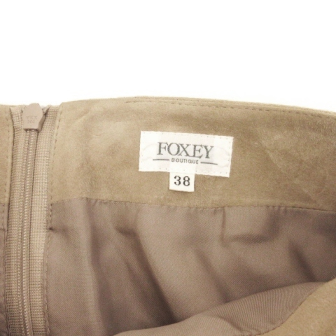 FOXEY - フォクシー スエード ロングスカート ゴートレザー 茶