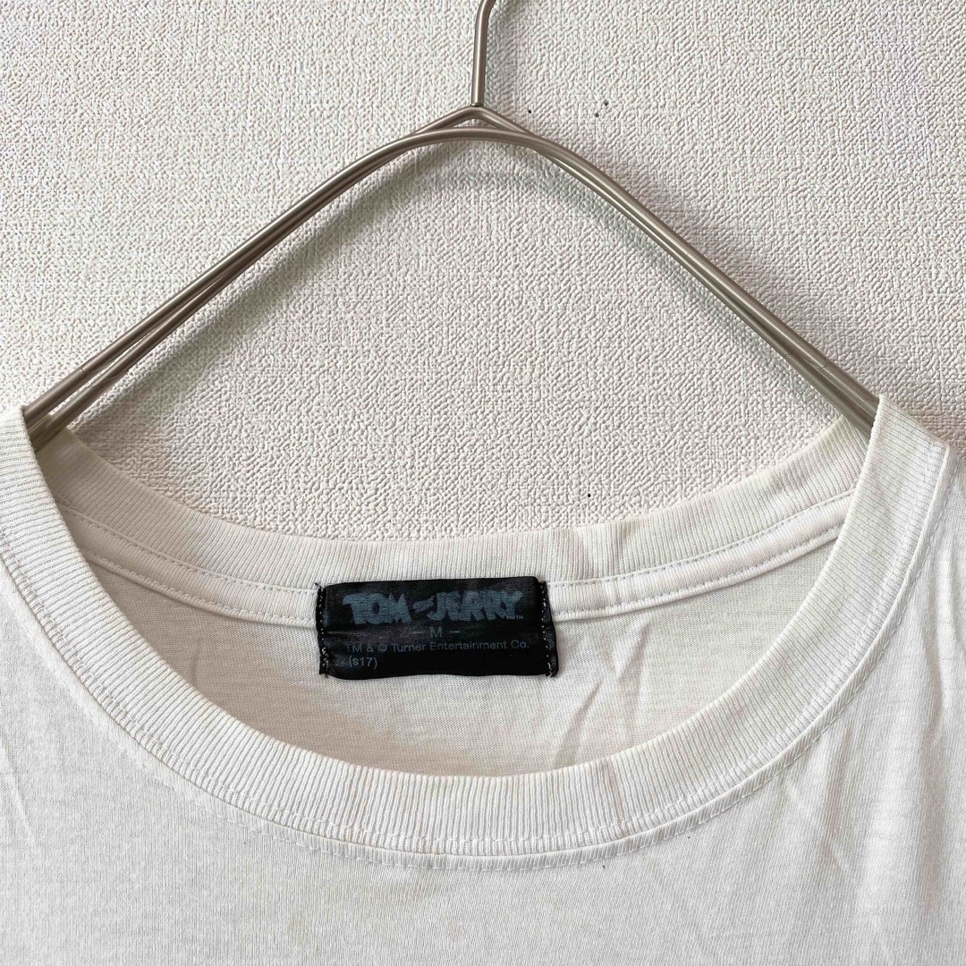US古着　半袖Tシャツ　カットソー　トムとジェリー　ビッグプリント　男女兼用　白 メンズのトップス(Tシャツ/カットソー(半袖/袖なし))の商品写真