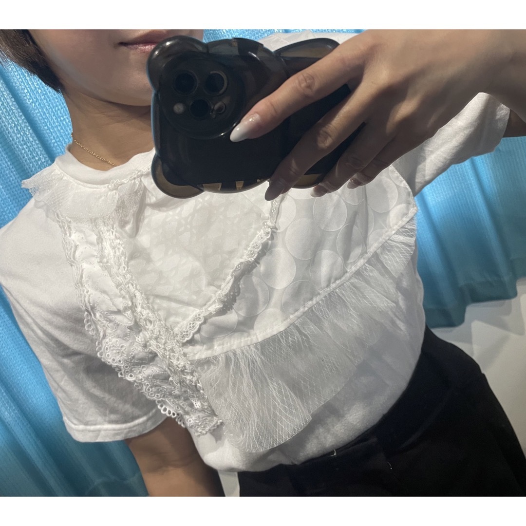 Drawer(ドゥロワー)のビームス購入レースTシャツ レディースのトップス(Tシャツ(半袖/袖なし))の商品写真