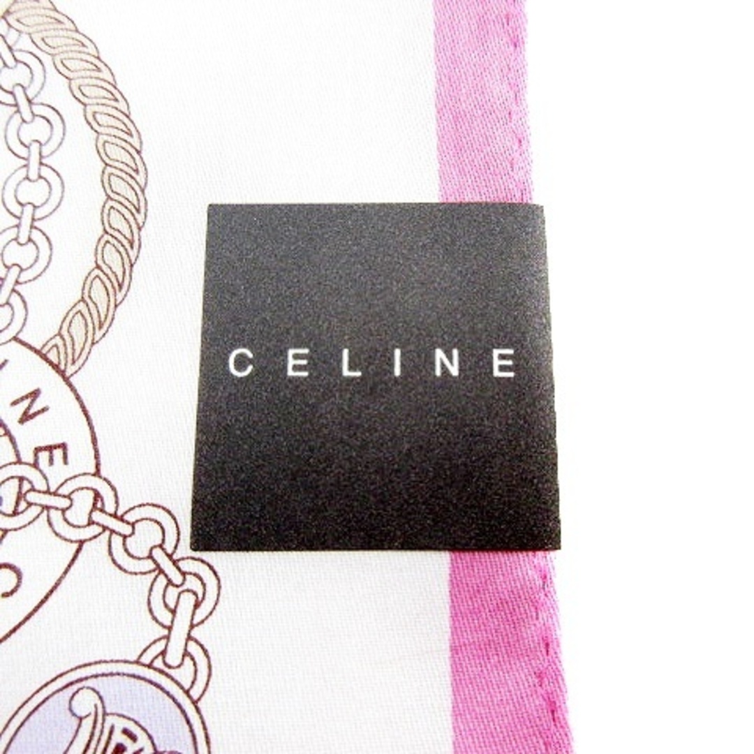 celine(セリーヌ)のセリーヌ ハンカチ ハンカチーフ 日本製 コットン 総柄 ロゴ ピンク 茶 レディースのファッション小物(ハンカチ)の商品写真