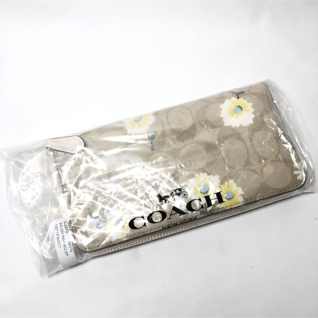 【新品】COACH レディース 長財布 デイジープリント シグネチャー