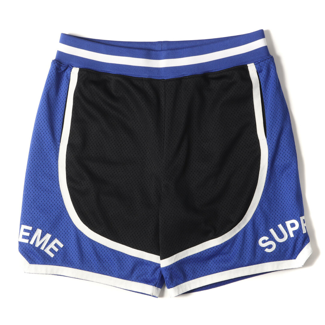 Supreme シュプリーム パンツ サイズ:M カーブロゴ メッシュジャージ バスケショーツ Curve Basketball Short 17SS ブラック ロイヤル 黒青 ボトムス ズボン ショートパンツ 【メンズ】【美品】