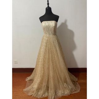 dress production ゴールドグリッタードレスウェディングドレス