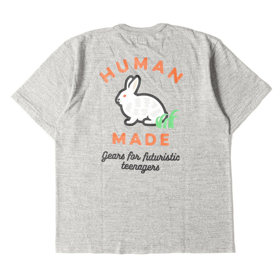 HUMAN MADE ヒューマンメイド Tシャツ サイズ:L 22AW ラビット クルーネック 半袖 ポケット Tシャツ Pocket Rabbit #2 T-Shirt グレー トップス カットソー 【メンズ】