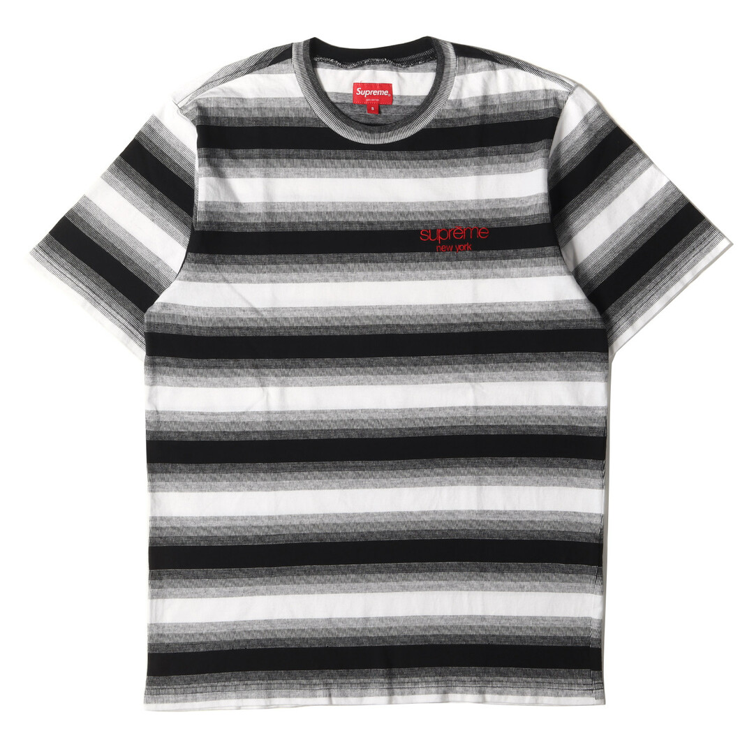 Supreme シュプリーム Tシャツ サイズ:S クラシックロゴ グラデーション ボーダー クルーネック 半袖 Tシャツ Gradient  Striped S/S Top 18AW ブラック ホワイト 黒白 トップス カットソー 【メンズ】【中古】 | フリマアプリ ラクマ