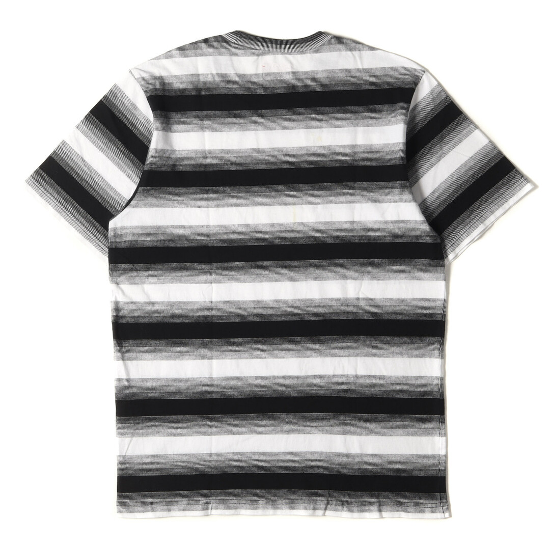 Supreme シュプリーム Tシャツ サイズ:S クラシックロゴ グラデーション ボーダー クルーネック 半袖 Tシャツ Gradient Striped S/S Top 18AW ブラック ホワイト 黒白 トップス カットソー 【メンズ】