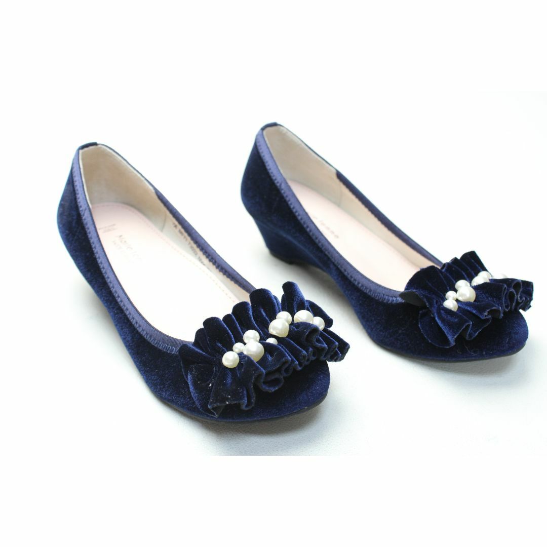 Marie femme(マリーファム)の新品♪マリーファム パールドレープウェッジパンプス(22.5ｃｍ)NV レディースの靴/シューズ(ハイヒール/パンプス)の商品写真