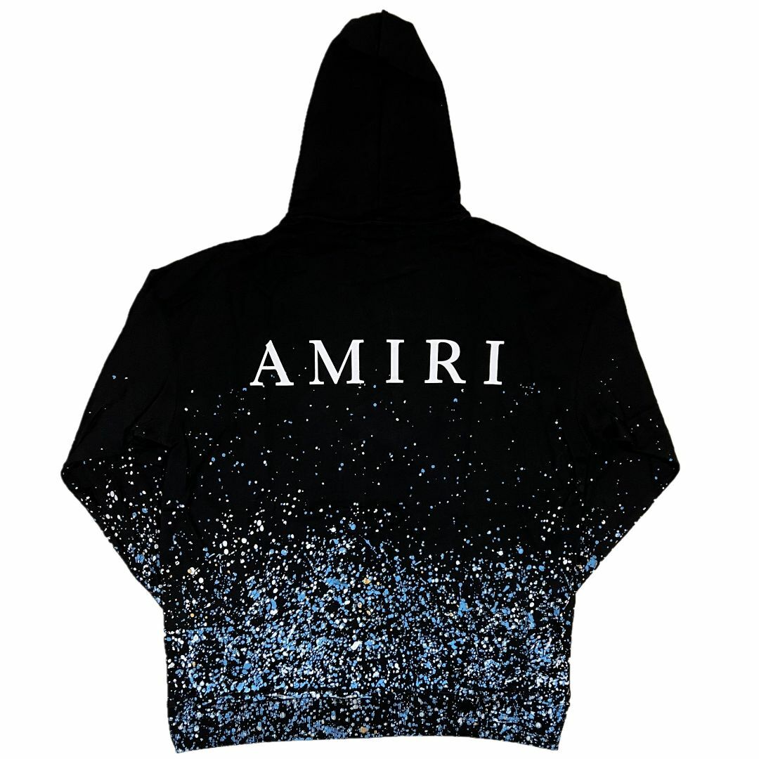 AMIRI アミリ ブルーペイント ブリーチ プルオーバーパーカー M