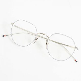 美品▼THOM BROWNE トムブラウン TBS113-59-01 ティアドロップ アビエーターサングラス グレー×シルバー 59□16-150 日本製 ケース付き