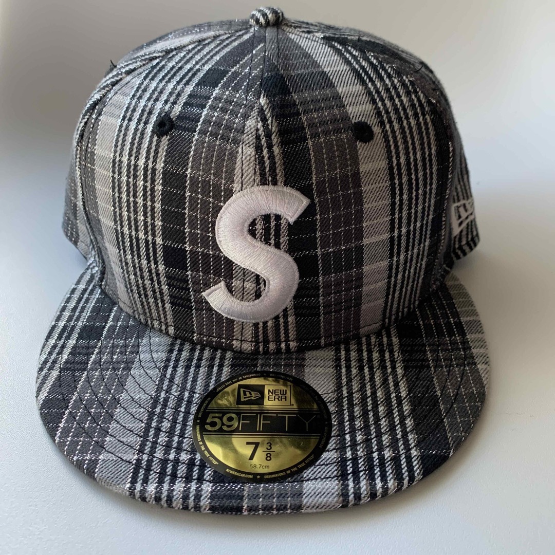 Supreme Metallic Plaid S Logo New Era黒