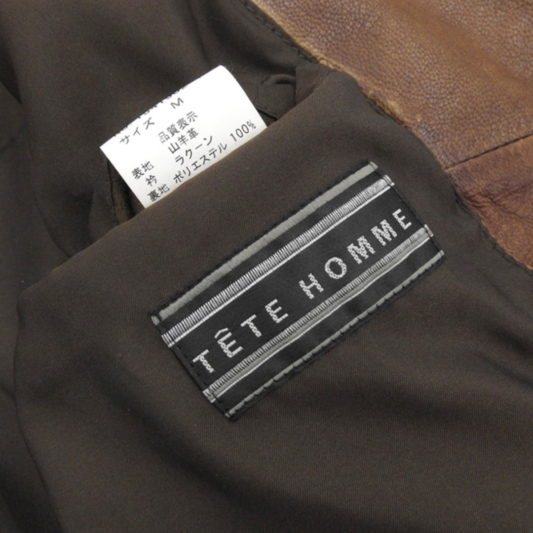 TETE HOMME(テットオム)のテットオム TETE HOMME ゴートレザー ジャケット メンズ 茶 ブラウン sizeM Y01753 メンズのジャケット/アウター(レザージャケット)の商品写真