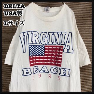 デルタ(DELTA)の【デルタ】半袖TシャツUSA製　ヴァージニアビーチ　イルカ　総柄　ビンテージ44(Tシャツ/カットソー(半袖/袖なし))