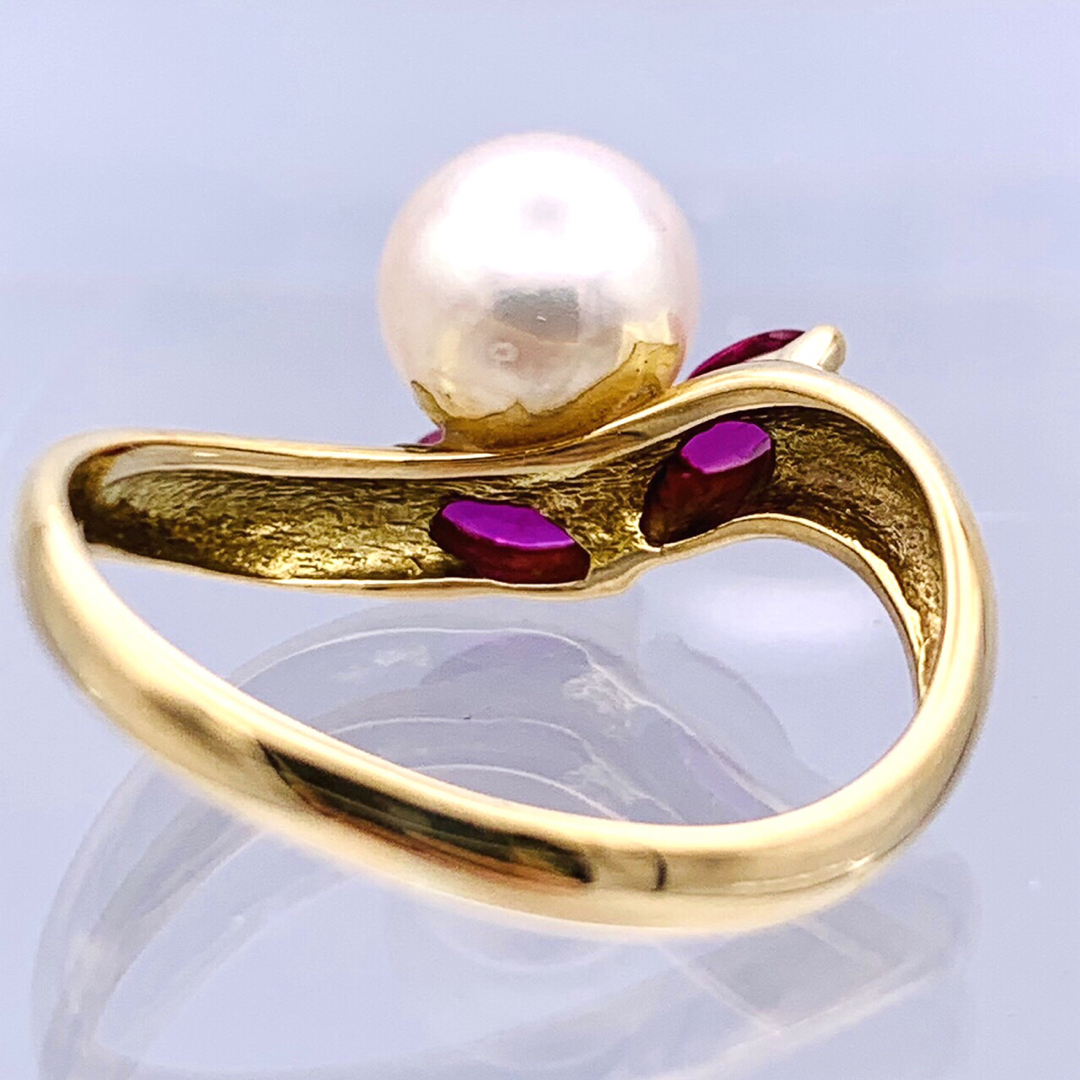 ✴︎極美品 K18 18金 真珠 アコヤパール 0.37ct ルビー リング-