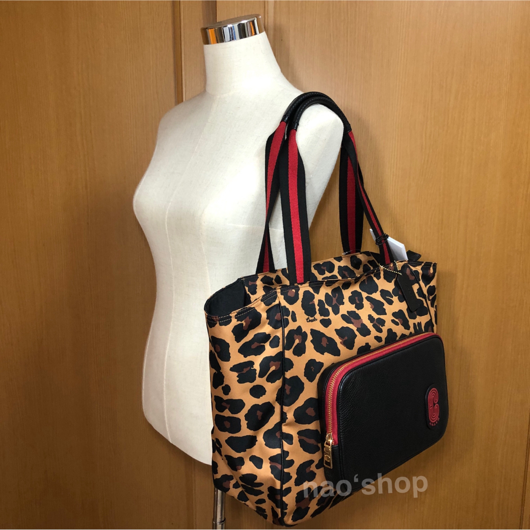 【新品】COACH コーチ トートバッグ レオパード プリント