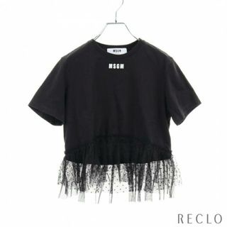 エムエスジイエム(MSGM)の Tシャツ ロゴ ブラック ホワイト チュール(Tシャツ(半袖/袖なし))