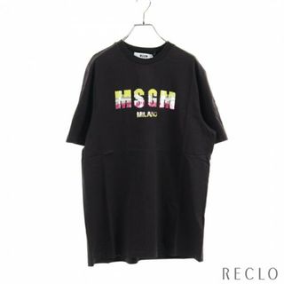 エムエスジイエム(MSGM)の Tシャツ カットソー クルーネック スパンコール ロゴ 刺繍 ブラック マルチカラー(Tシャツ(半袖/袖なし))