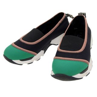 マルニ(Marni)の美品 マルニ MARNI SELVA ON DRILL スニーカー スリッポン ブラック×グリーン size35 TCR86 ZL295 Y01890(スニーカー)