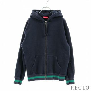 シュプリーム(Supreme)のOld English Stripe Zip Up Sweatshirt ジップアップパーカー ネイビー グリーン 19SS(パーカー)