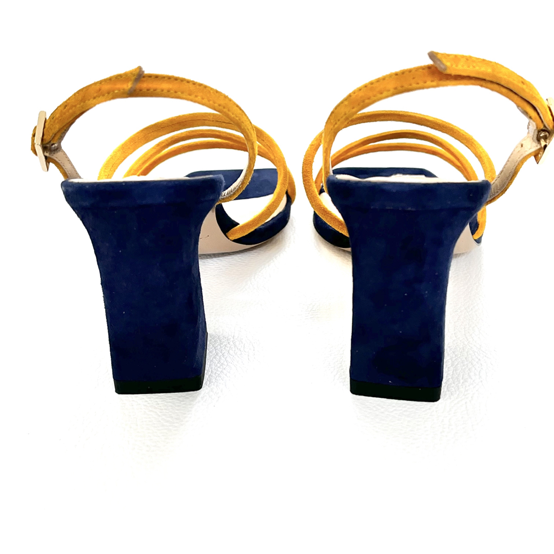 FABIO RUSCONI(ファビオルスコーニ)の新品✨FABIO RUSCONI サンダル 太ヒール 紺 黄色 36 ツートン レディースの靴/シューズ(サンダル)の商品写真