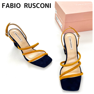 ファビオルスコーニ(FABIO RUSCONI)の新品✨FABIO RUSCONI サンダル 太ヒール 紺 黄色 36 ツートン(サンダル)