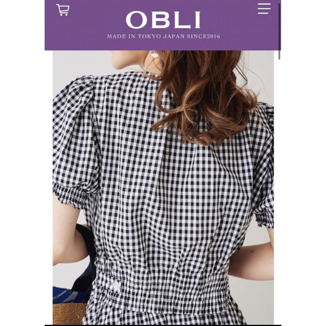 OBLI(オブリ)の今季　ギンガムチェック　ブラウス レディースのトップス(シャツ/ブラウス(半袖/袖なし))の商品写真