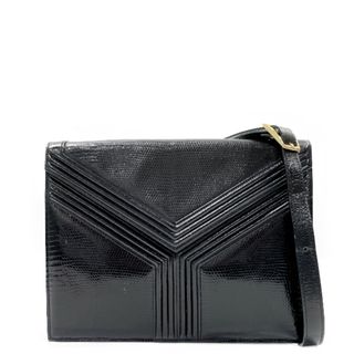 サンローラン(Saint Laurent)のYVES SAINT LAURENT Yライン 型押し プッシュロック ヴィンテージ ショルダーバッグ(ショルダーバッグ)