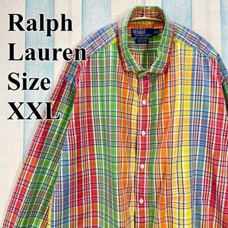 ラルフローレン(Ralph Lauren)のラルフローレン　マルチカラーチェック　オーバーサイズ2ＸＬ　虹色レインボー古着(シャツ)