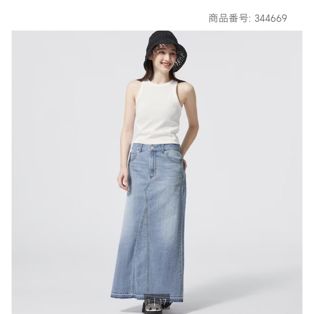 GU(ジーユー)のデニムAラインロングスカート63 BLUE Lサイズ レディースのスカート(ロングスカート)の商品写真