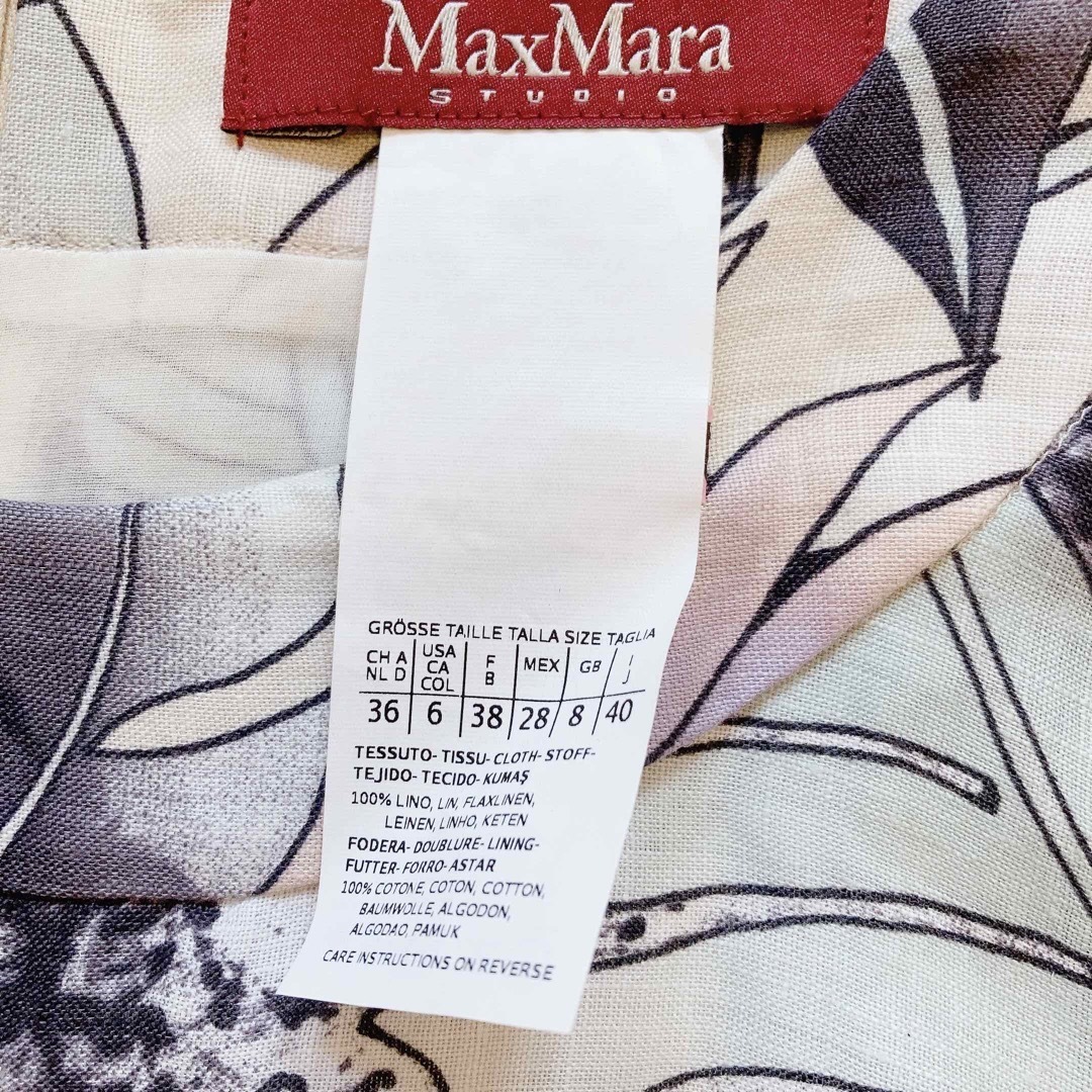 Max Mara(マックスマーラ)のエードゥクレ様専用Max Mara ボタニカルワンピース　リネン　Aライン レディースのワンピース(ロングワンピース/マキシワンピース)の商品写真