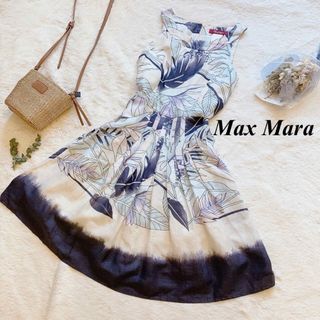 マックスマーラ(Max Mara)のエードゥクレ様専用Max Mara ボタニカルワンピース　リネン　Aライン(ロングワンピース/マキシワンピース)