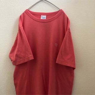 チャンピオン(Champion)の【チャンピオン】古着　刺繍　ワンポイントロゴ　Tシャツ  ピンク　XL(Tシャツ/カットソー(半袖/袖なし))