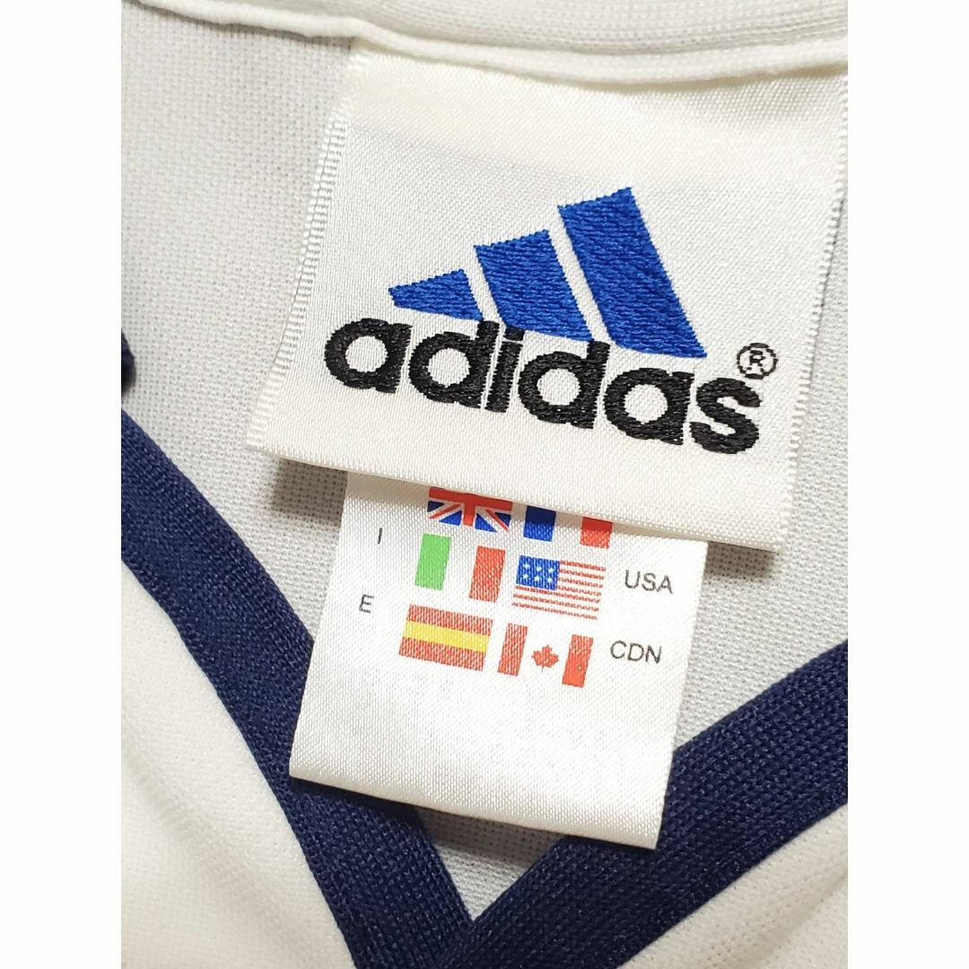 adidas(アディダス)のadidas アディダス　サッカーシャツ　メンズ　古着　ホワイト　ネイビー　M スポーツ/アウトドアのサッカー/フットサル(ウェア)の商品写真