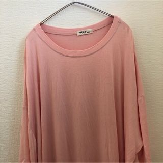 【weiyige】古着　Tシャツ ピンク　ビッグシルエット　無地(Tシャツ/カットソー(半袖/袖なし))