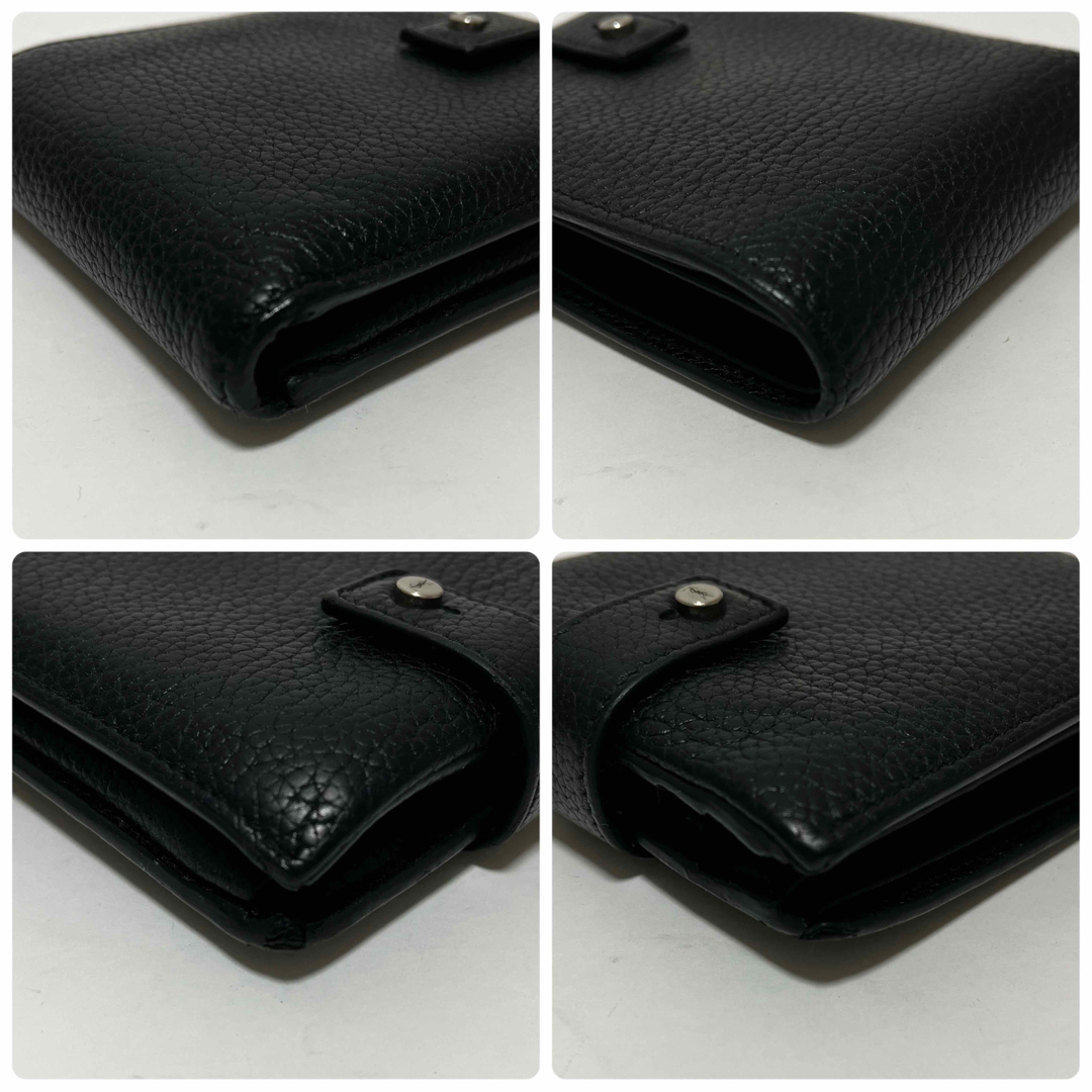 箱付✨サンンローラン 二つ折り財布 サックドジュール シボ革 レザー ブラック