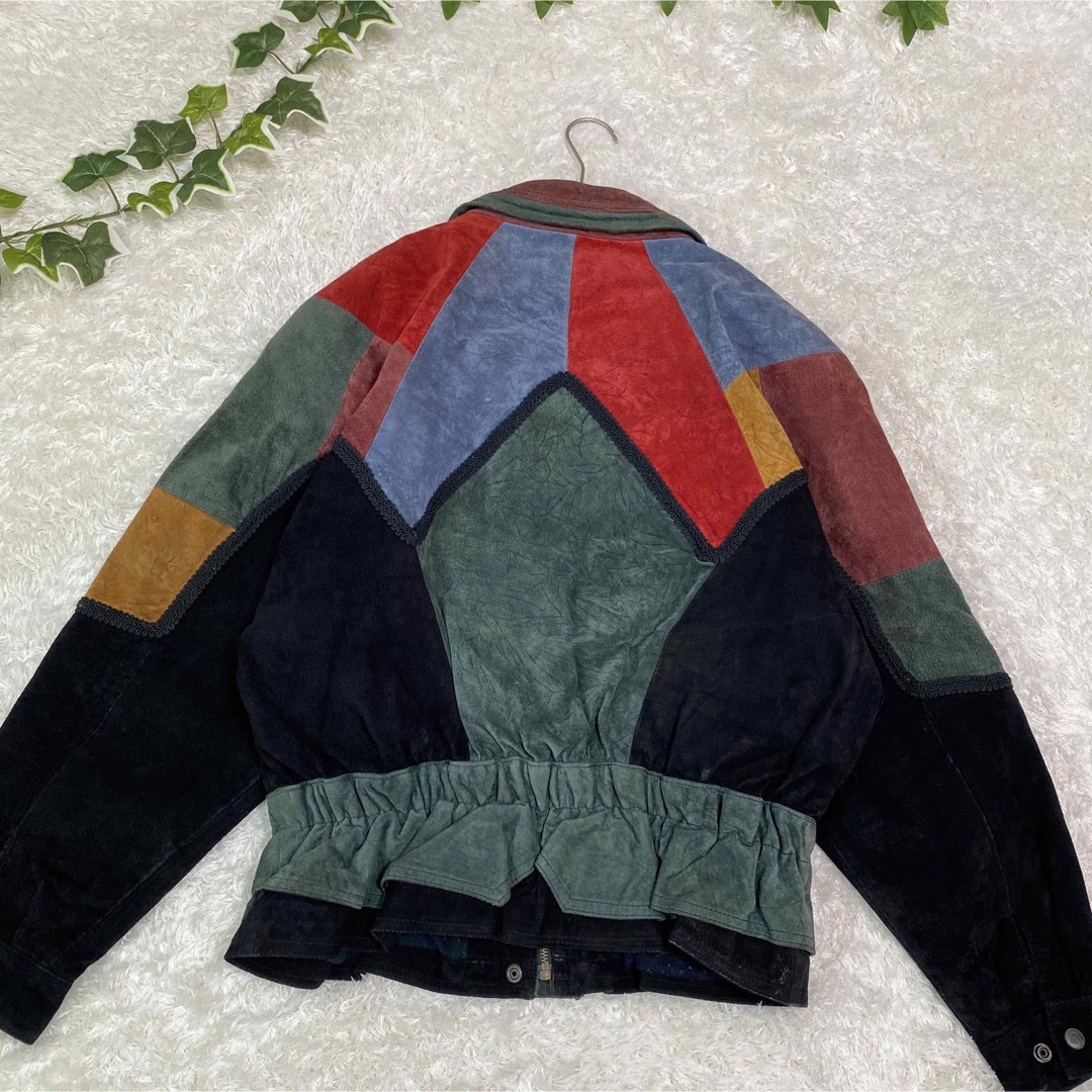 レザージャケット 古着 ブルゾン オシャレ 希少 革 カラフル 個性的 奇抜