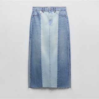 ザラ(ZARA)のZARA デニムパッチワークスカート L(ロングスカート)