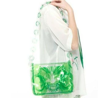 mame - mame kurogouchi PVC クリアバッグ 緑 グリーン ショルダーの