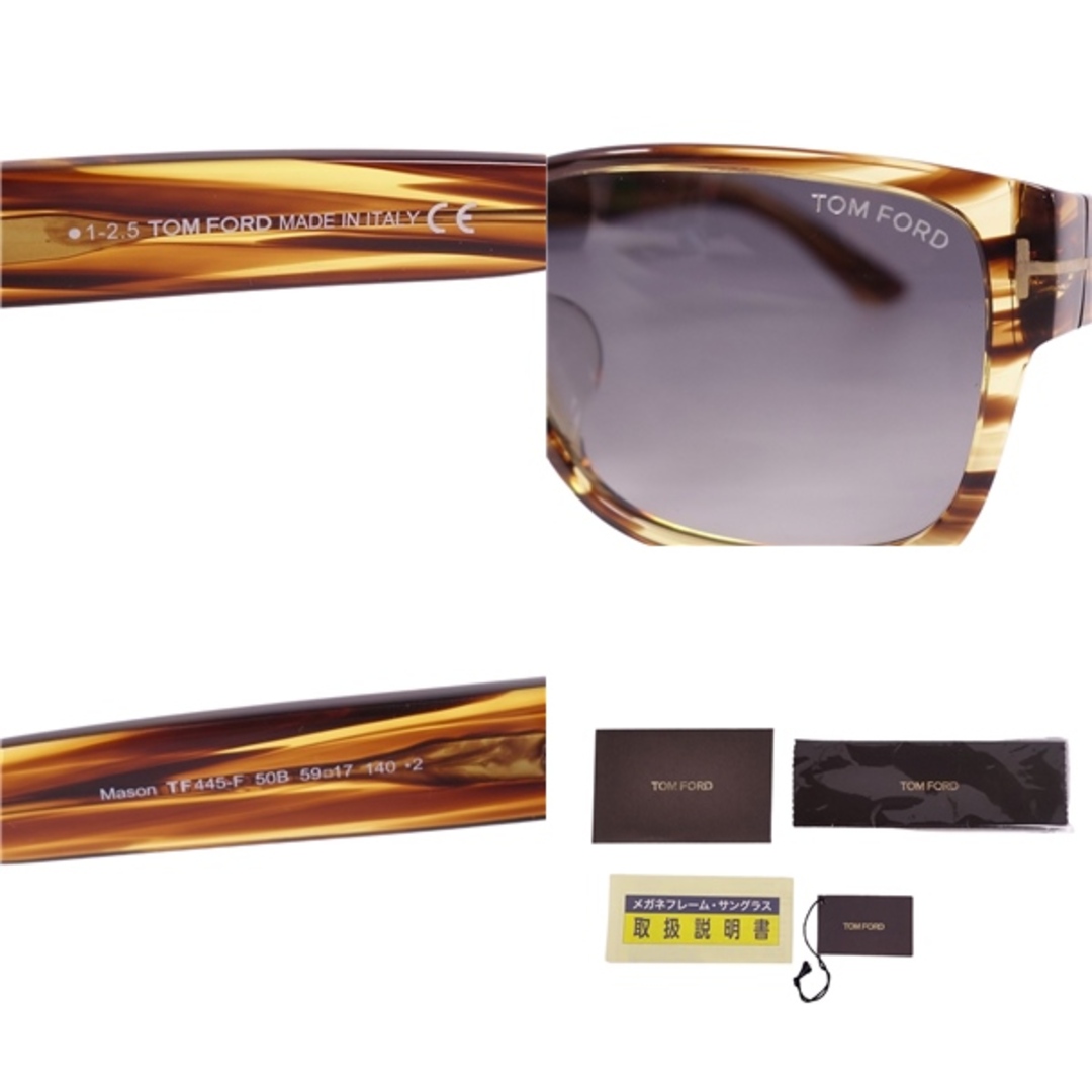 極美品 トムフォード TOM FORD サングラス アイウェア Mason TF445-F カラーレンズ メンズ 59□17-140 ブラウン