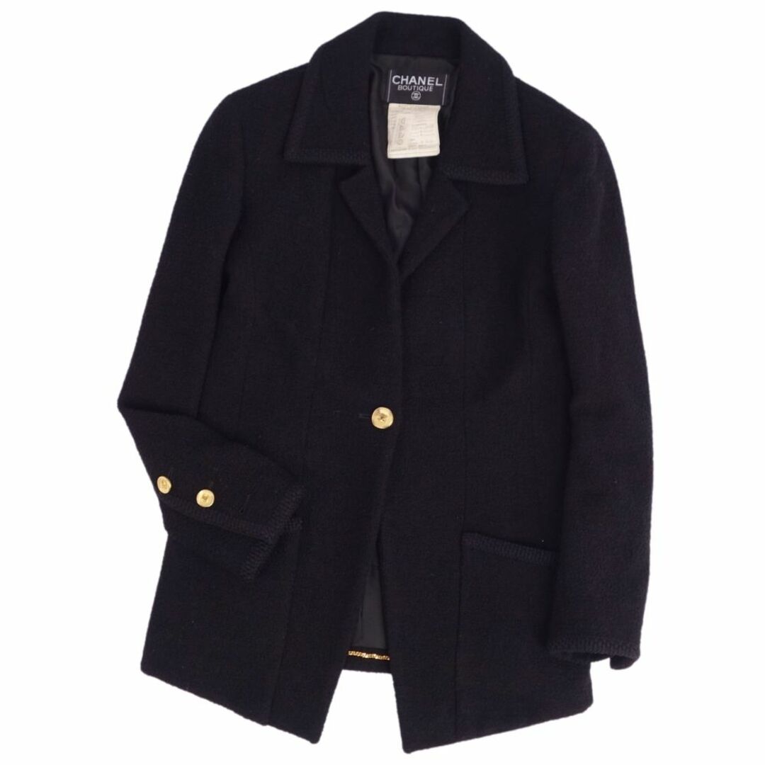 美品 Vintage シャネル CHANEL ジャケット 93A ウール ツイード ココマークボタン アウター レディース フランス製 40(M相当) ブラック | フリマアプリ ラクマ