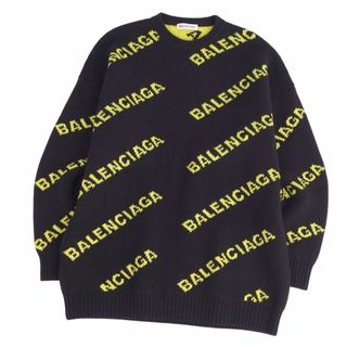 男女兼用 BALENCIAGA オールロゴ　ジャガード　ニットセーター