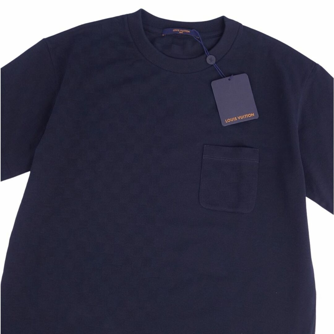 未使用 ルイヴィトン LOUIS VUITTON Tシャツ ハーフダミエポケット 22AW カットソー ダミエ コットン トップス メンズ イタリア製  L ネイビー