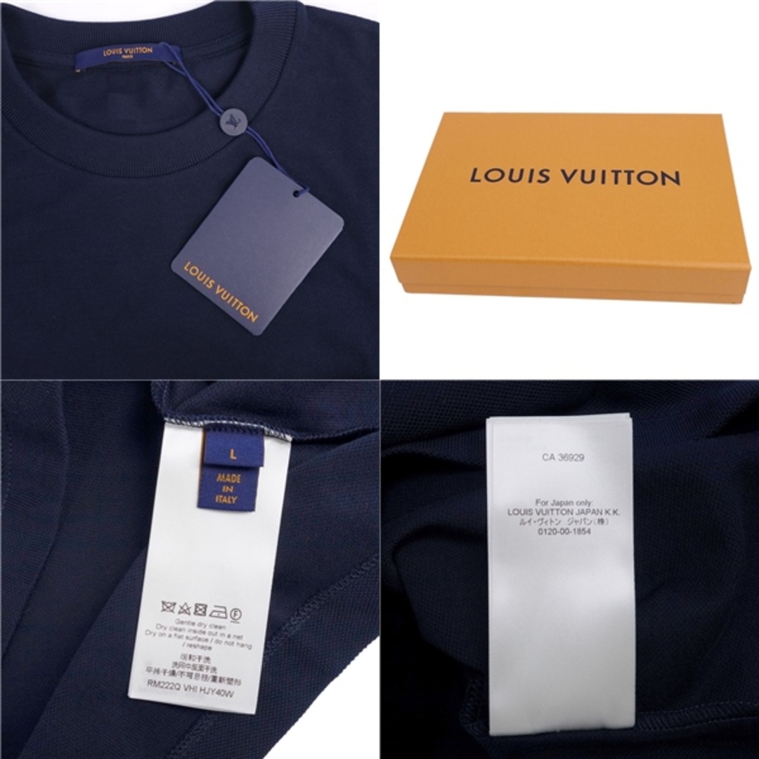 未使用 ルイヴィトン LOUIS VUITTON Tシャツ ハーフダミエポケット 22AW カットソー ダミエ コットン トップス メンズ イタリア製 L ネイビー 4