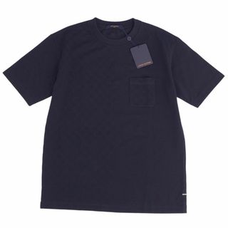 ルイヴィトン(LOUIS VUITTON)の未使用 ルイヴィトン LOUIS VUITTON Tシャツ ハーフダミエポケット 22AW カットソー ダミエ コットン トップス メンズ イタリア製 L ネイビー(Tシャツ/カットソー(半袖/袖なし))